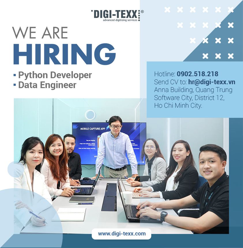 Cơ hội việc làm tại DIGI-TEXX: Python Developer & Data Engineer