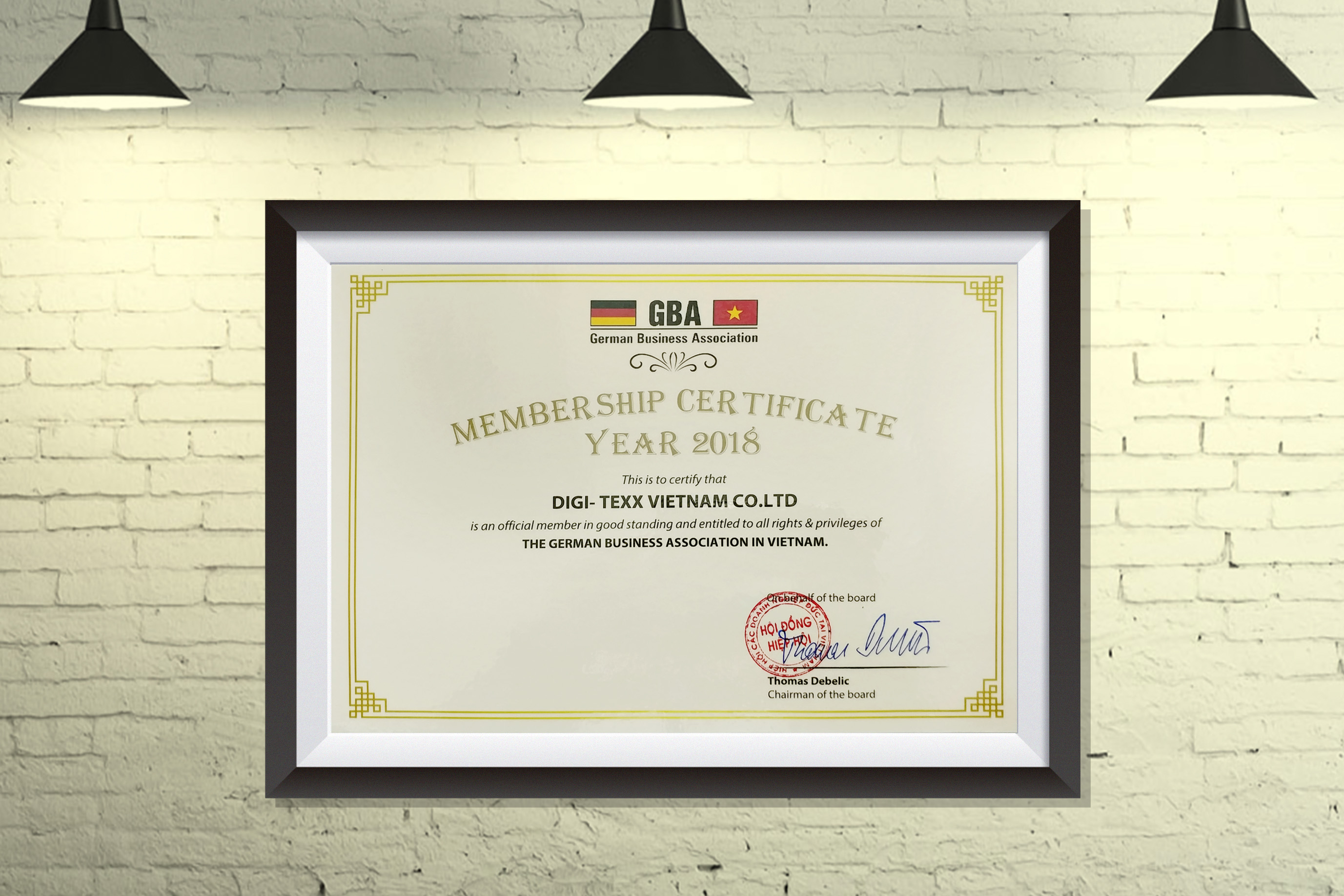 DIGI-TEXX: Our GBA membership certificate year 2018
