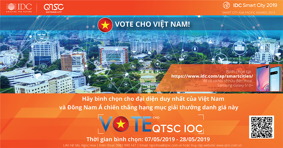 Mời tham gia bình chọn cho QTSC tại giải thưởng “Thành phố thông minh châu Á – Thái Bình Dương 2019”