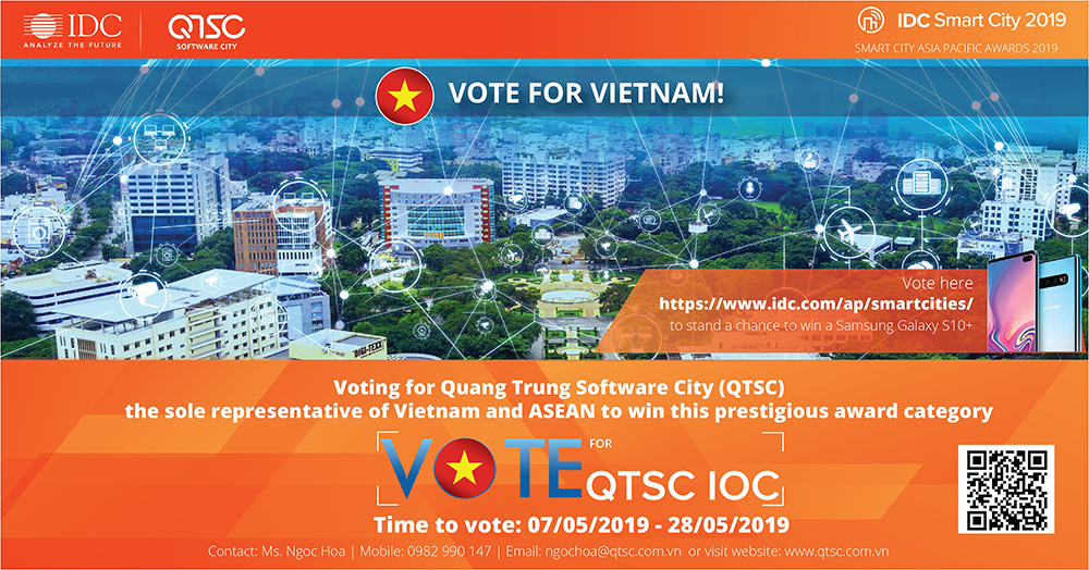 Voting for Quang Trung Software City to win the 2019 "Smart City Asia Pacific Awards"