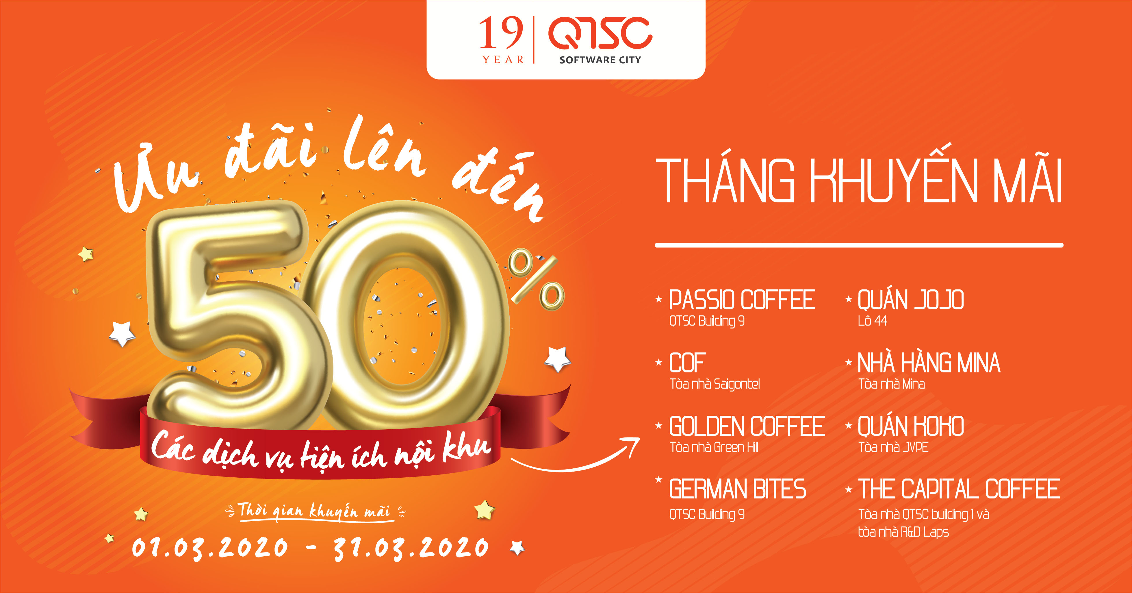 Tháng khuyến mãi nhân kỷ niệm 19 năm thành lập QTSC: Giảm giá lên đến 50%