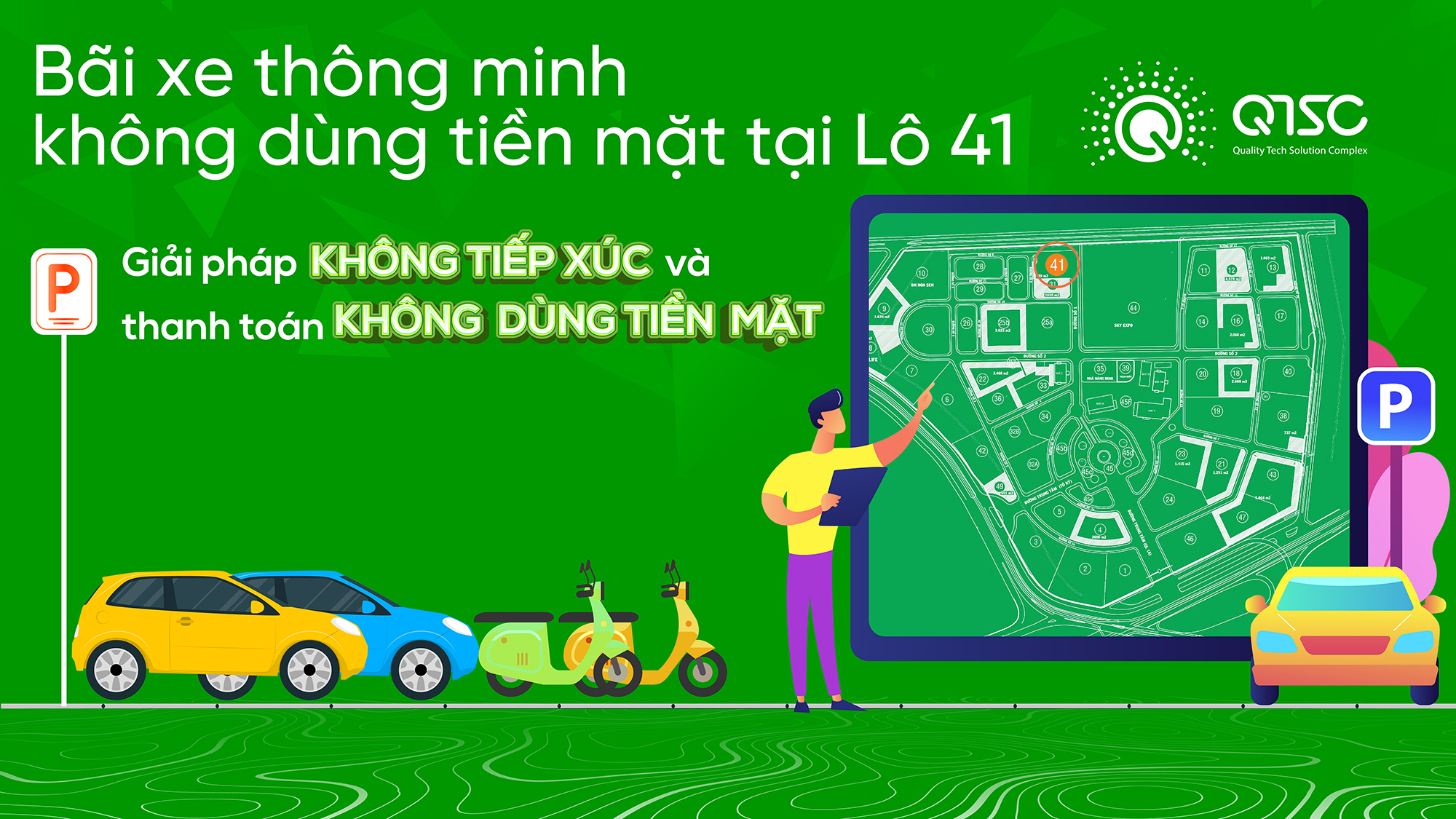 Ứng dụng đa tiện ích bãi xe thông minh không dùng tiền mặt tại QTSC