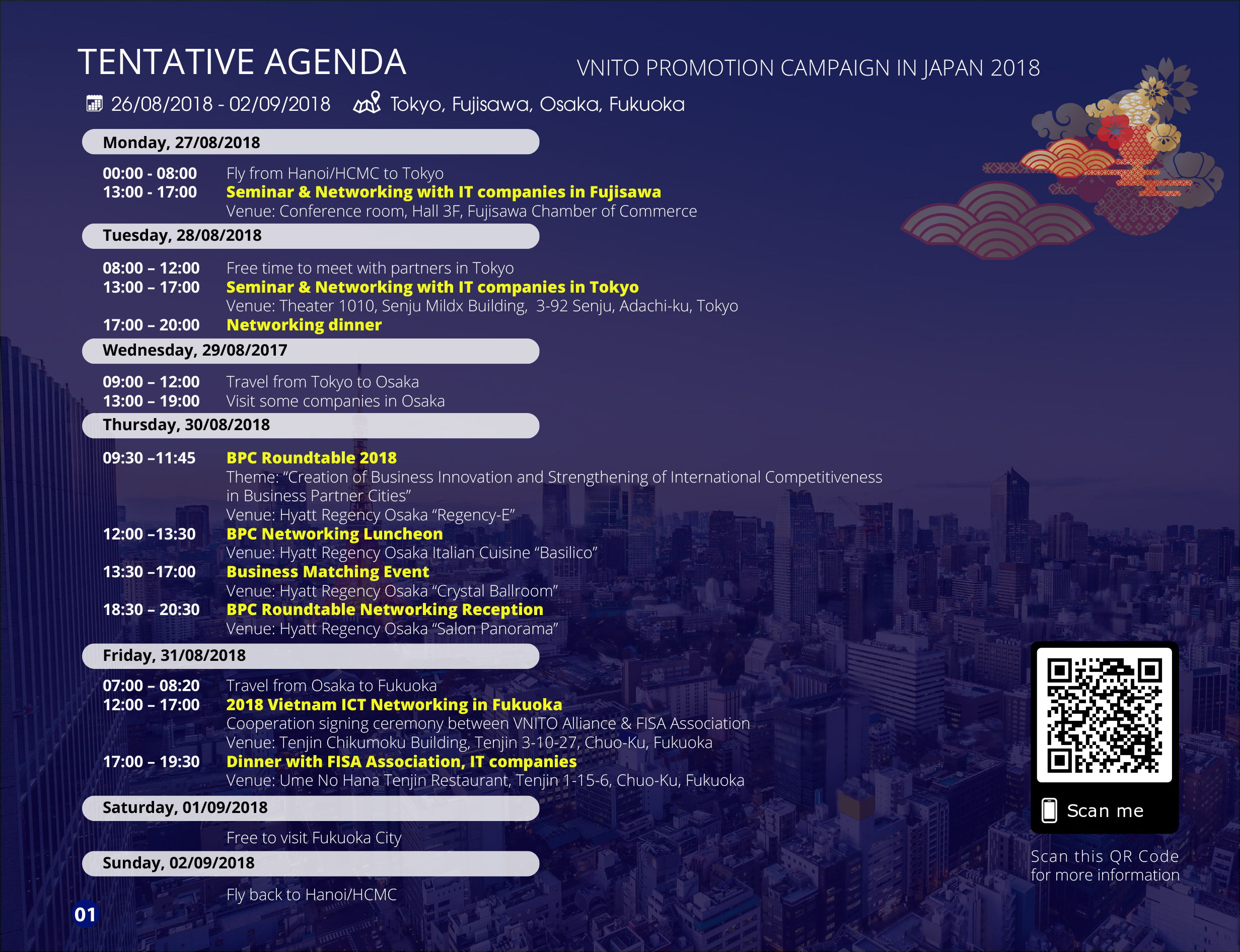 "VNITO Promotion Campaign in Japan 2018" Agenda