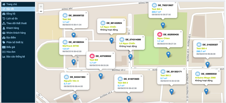 location map of devices