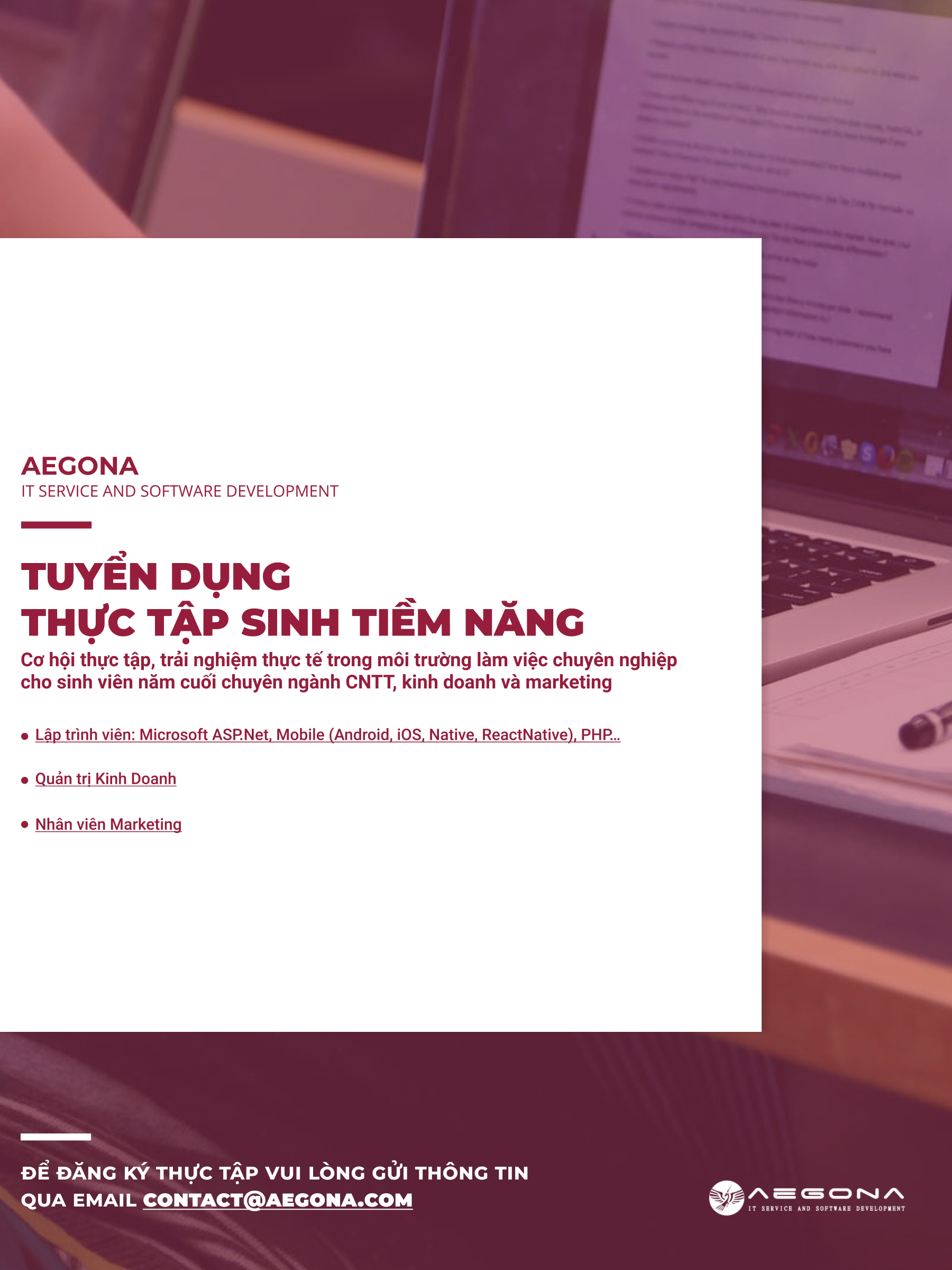 Aegona tiếp nhận Sinh viên thực tập