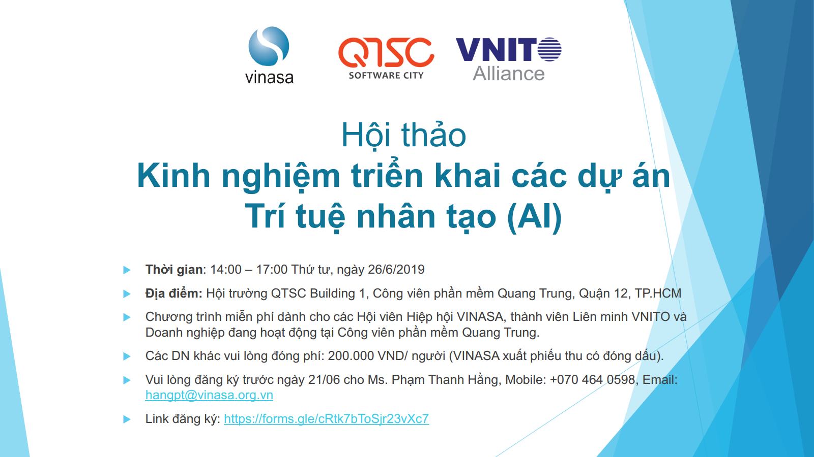 Hội thảo ”Kinh nghiệm triển khai các dự án trí tuệ nhân tạo (AI)”