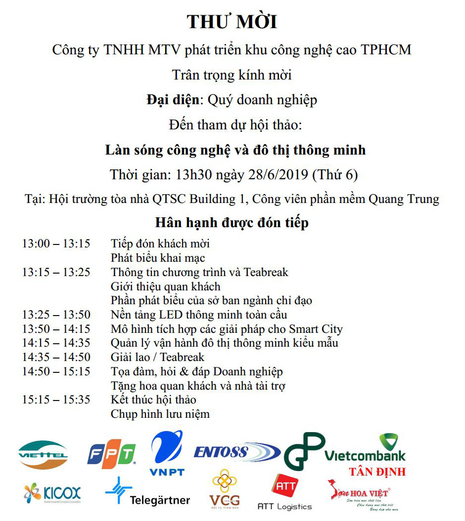 Mời tham dự Hội thảo “Làn sóng công nghệ và đô thị thông minh tương lai”