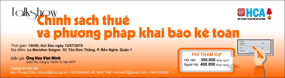 Mời tham dự Talkshow “Chính sách thuế và phương pháp khai báo kế toán trong ngành CNTT”