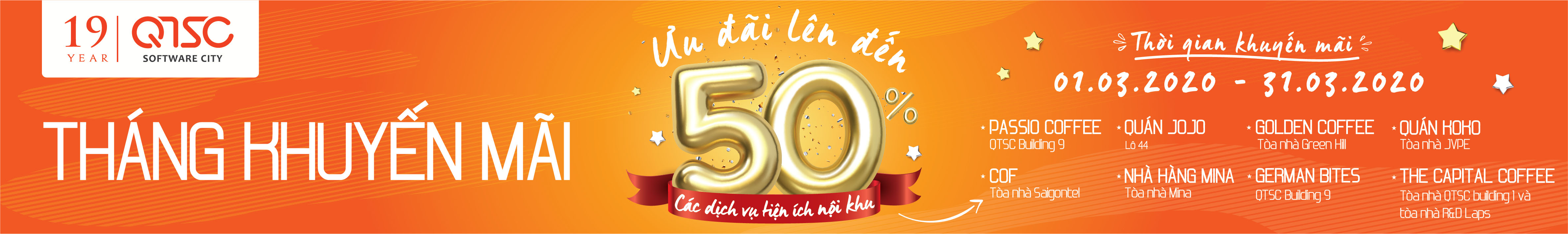 Tháng khuyến mãi nhân kỷ niệm 19 năm thành lập QTSC: Giảm giá lên đến 50%