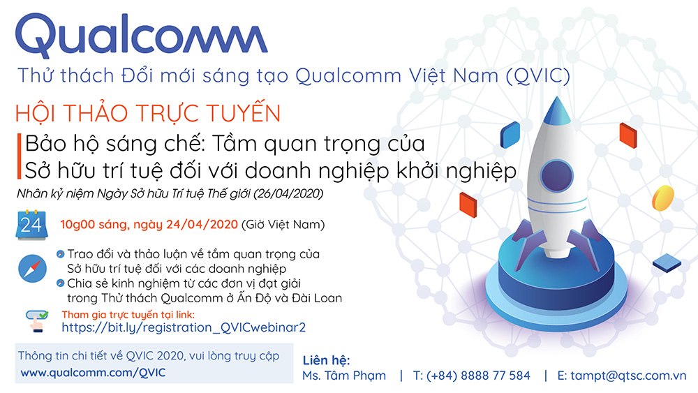 Mời tham gia buổi chia sẻ trực tuyến chuyên đề “Bảo hộ sáng chế: Tầm quan trọng của sở hữu trí tuệ đối với doanh nghiệp”