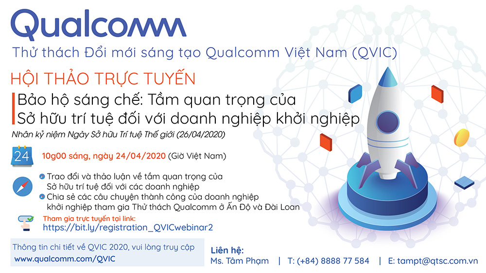 Mời tham gia buổi chia sẻ trực tuyến chuyên đề “Bảo hộ sáng chế: Tầm quan trọng của sở hữu trí tuệ đối với doanh nghiệp”
