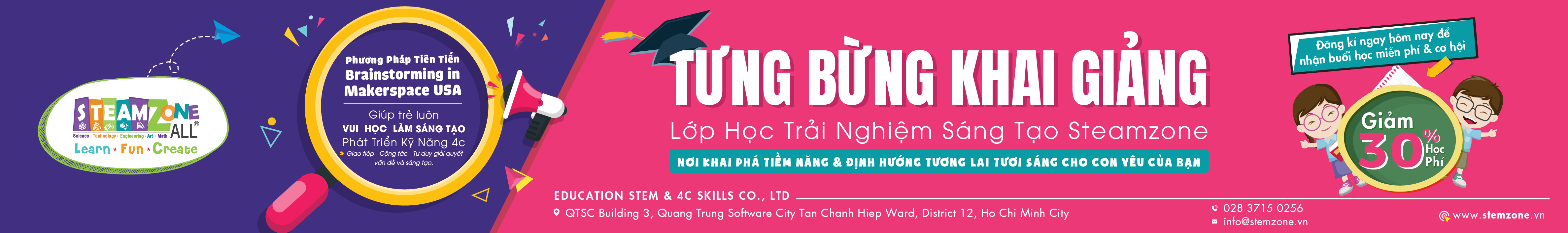 Mời tham gia trải nghiệm miễn phí khóa học STEM ngày 25-26/07/2020 tại STEAMZONE, QTSC