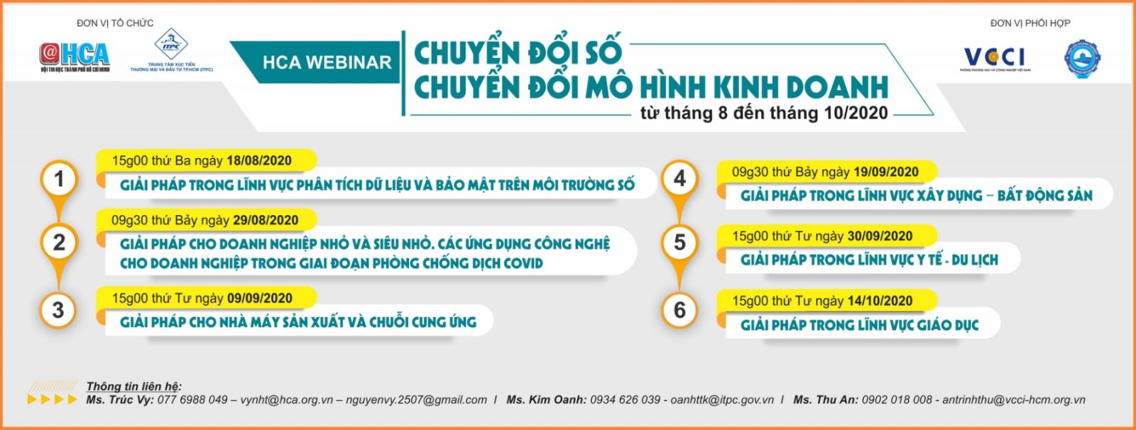 Mời Quý Doanh nghiệp tham gia, đồng hành, tài trợ chuỗi hội thảo trực tuyến HCA Webinar “Chuyển đổi số - Chuyển đổi mô hình kinh doanh”