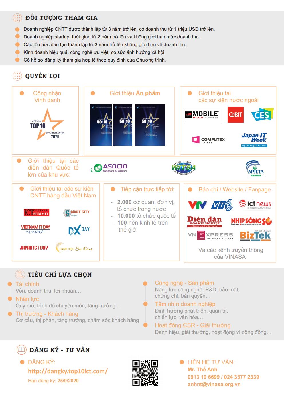 Giới thiệu và hướng dẫn tham gia Chương trình TOP 10 Doanh nghiệp CNTT Việt Nam 2020