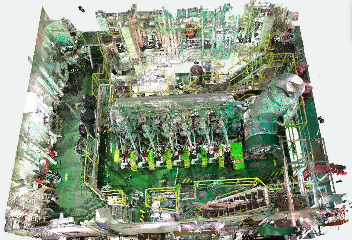 A ship's engine room after scanning