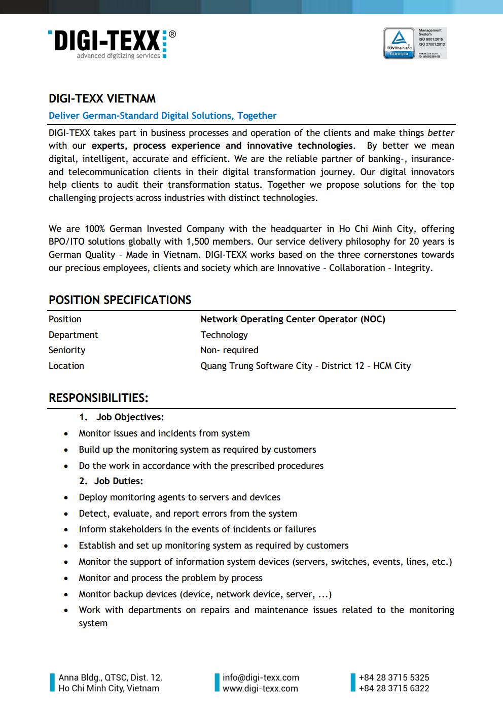 Job opportunity at DIGI-TEXX 