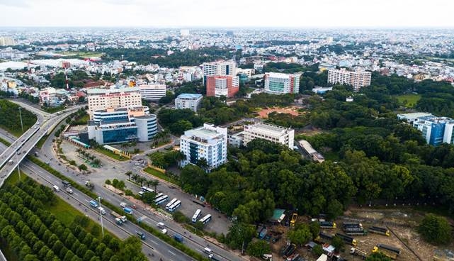 Toàn cảnh công viên phần mềm Quang Trung nhìn từ trên cao.