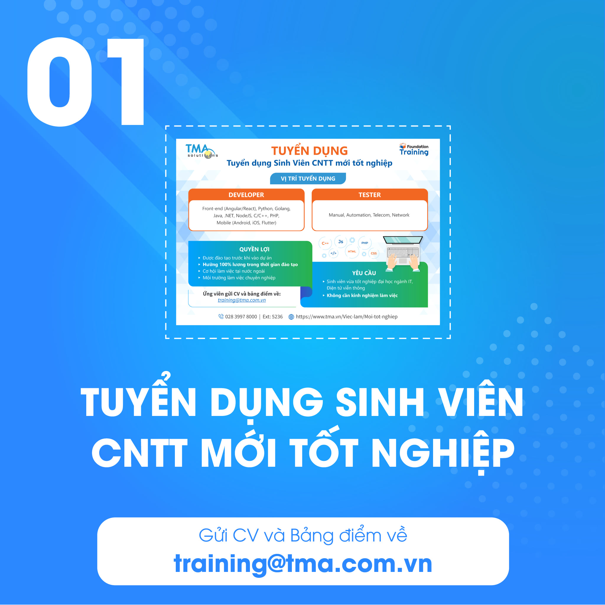 TMA Solutions: 03 chương trình Tuyển dụng & Đào tạo tại TP.HCM và Bình Định