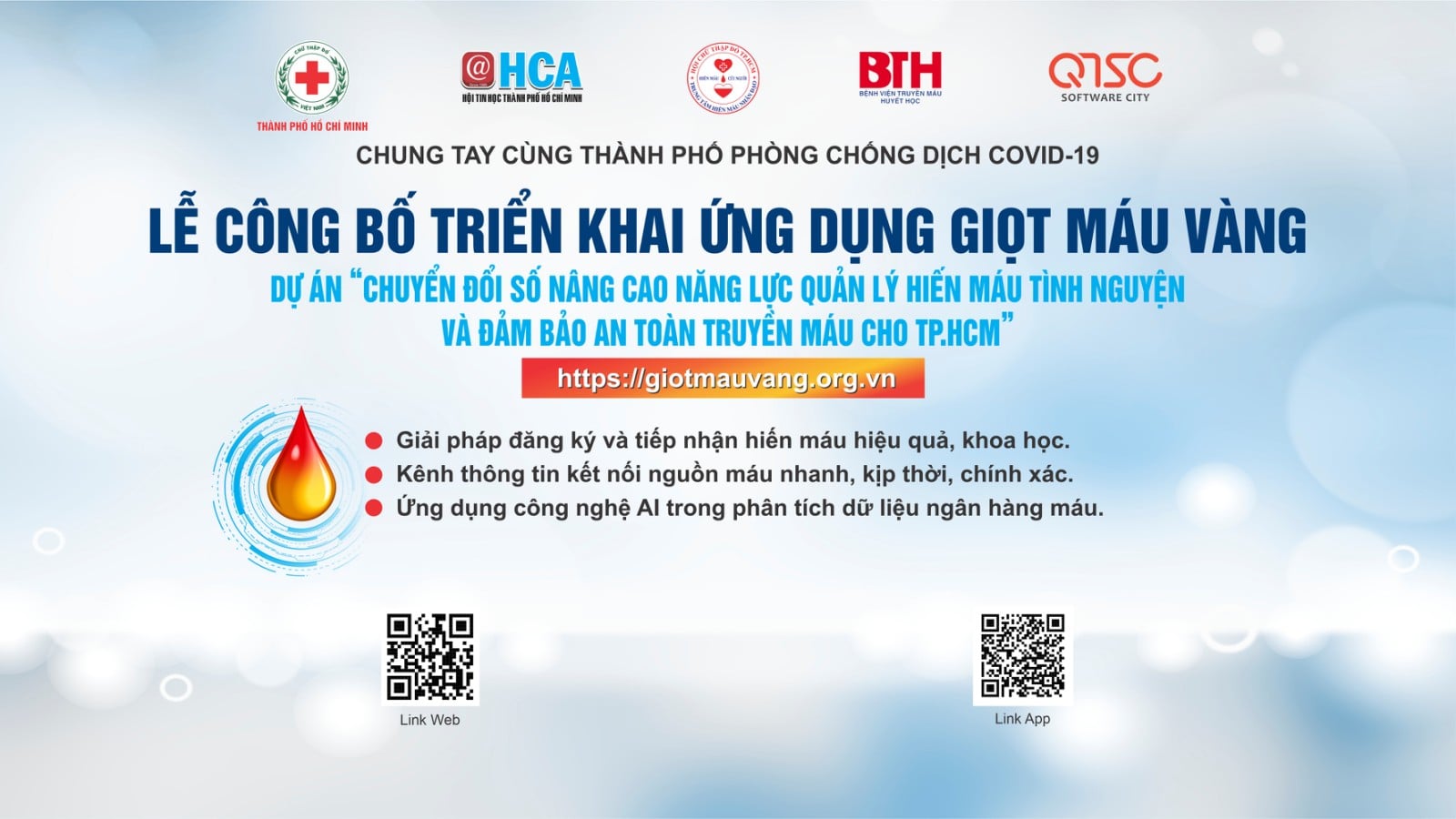 Hình 1: Banner chương trình công bố triển khai ứng dụng Giọt máu vàng