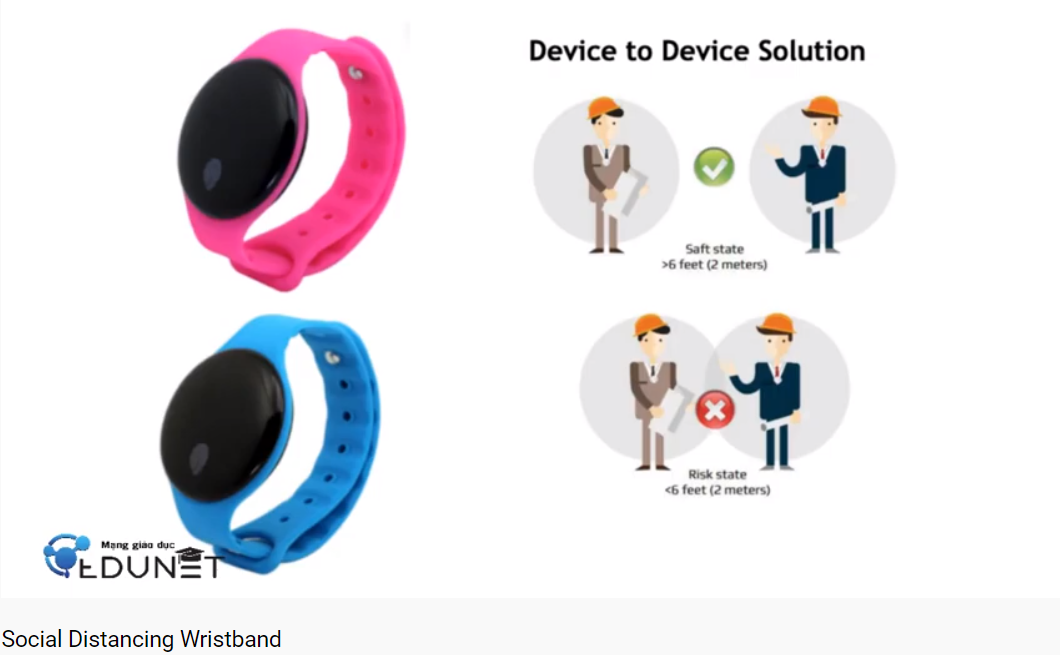 When the distance between two people is less than 2 meters, the device will vibrate for alert