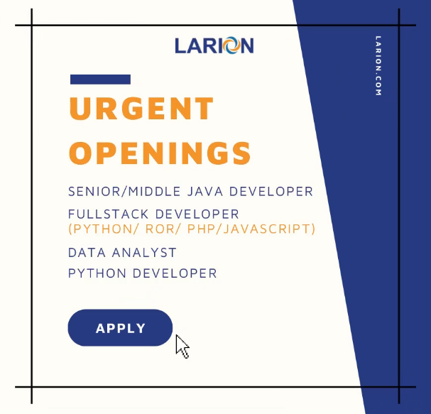 LARION tuyển dụng nhiều vị trí hấp dẫn 