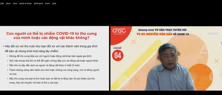 Hình 1: Bác sĩ Nguyễn Văn Hảo đang trình bày về nguy cơ nhiễm Covid-19 từ thú cưng