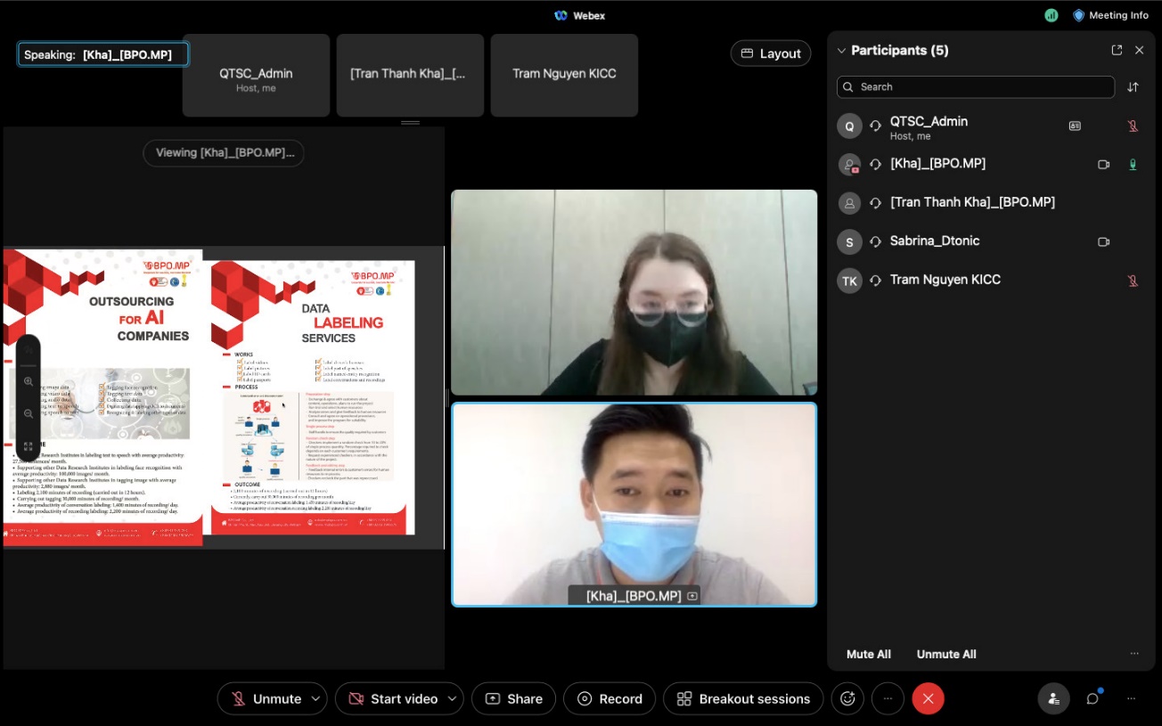 Hình: Doanh nghiệp Việt Nam và doanh nghiệp Hàn Quốc gặp gỡ 1-1 trên nền tảng webex