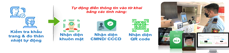 Hình 3: Khai báo y tế và kiểm soát ra vào thiết bị T-Check tại QTSC Building 1