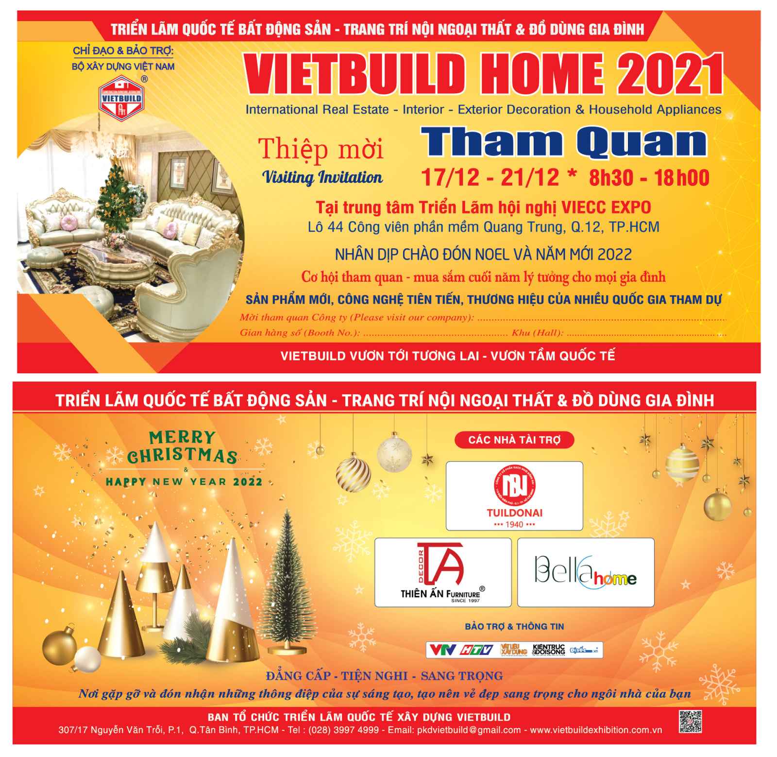 Mời tham dự Triển lãm & Hội nghị Quốc tế VIETBUILD HOME 2021: “Bất động sản – Trang trí nội ngoại thất và đồ dùng gia đình”