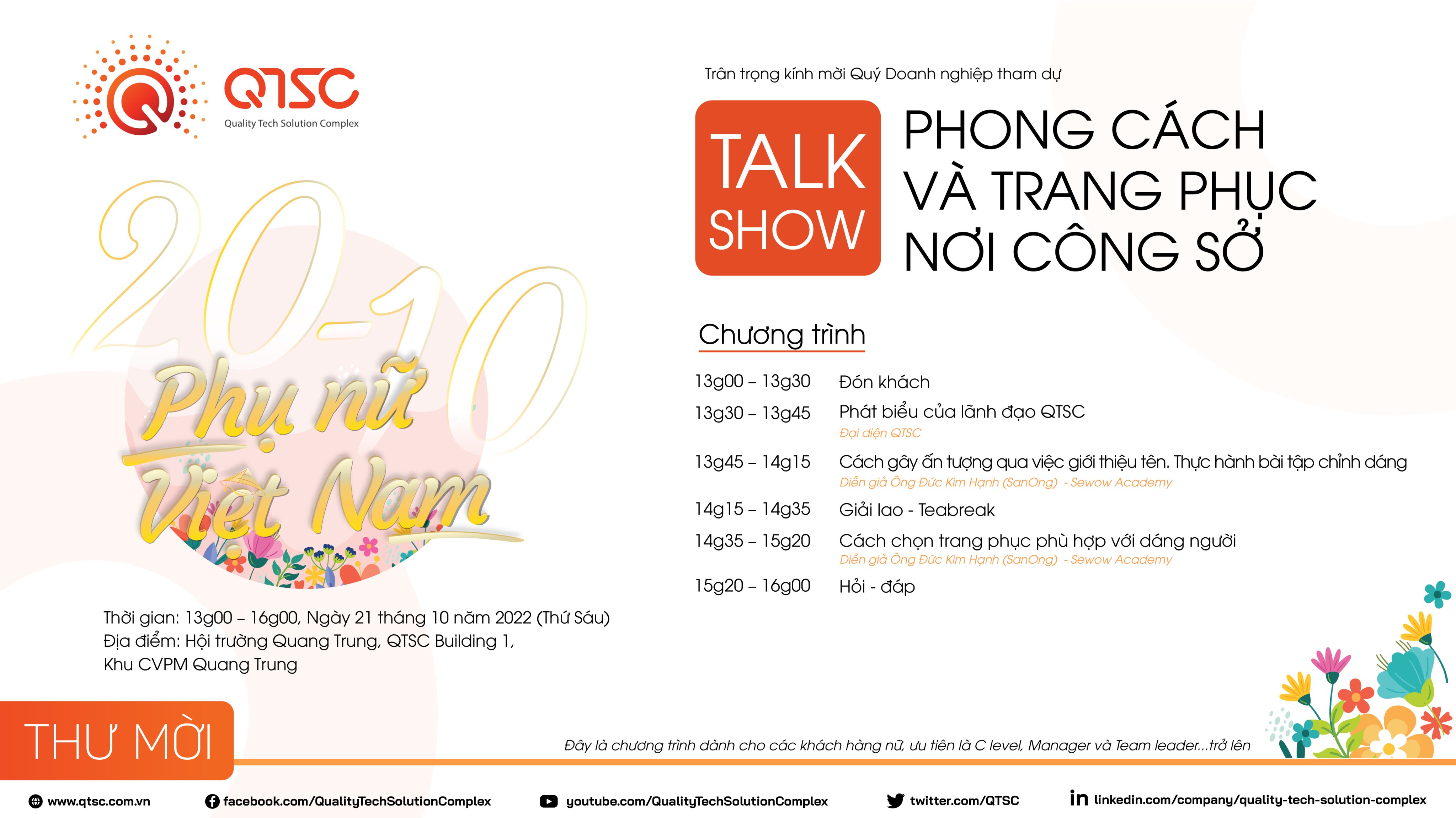 Mời tham dự chương trình Talk show với chủ đề: "Phong cách và trang phục nơi công sở" 