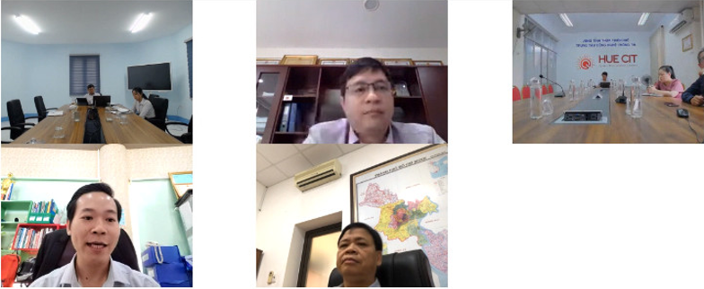 Các thành viên tham gia cuộc họp trực tuyến tổng kết hoạt động 9 tháng đầu năm và triển khai kế hoạch 3 tháng cuối năm 2022 của Chuỗi Công viên phần mềm Quang Trung