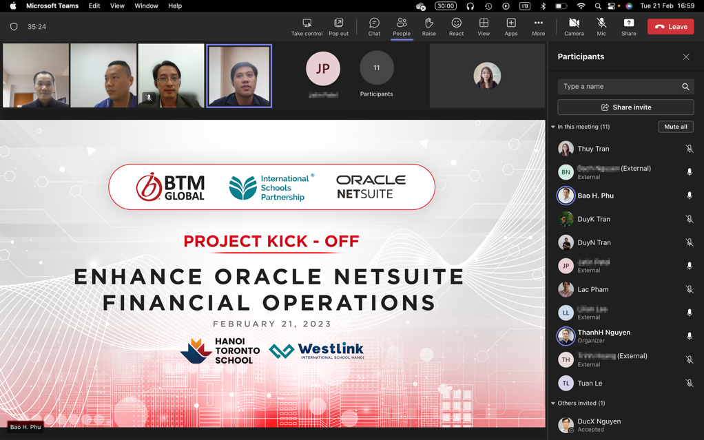 Khởi động dự án nâng cao hiệu quả vận hành Tài chính Kế toán với Oracle Netsuite ERP tại trường quốc tế Westlink, Hà Nội Toronto