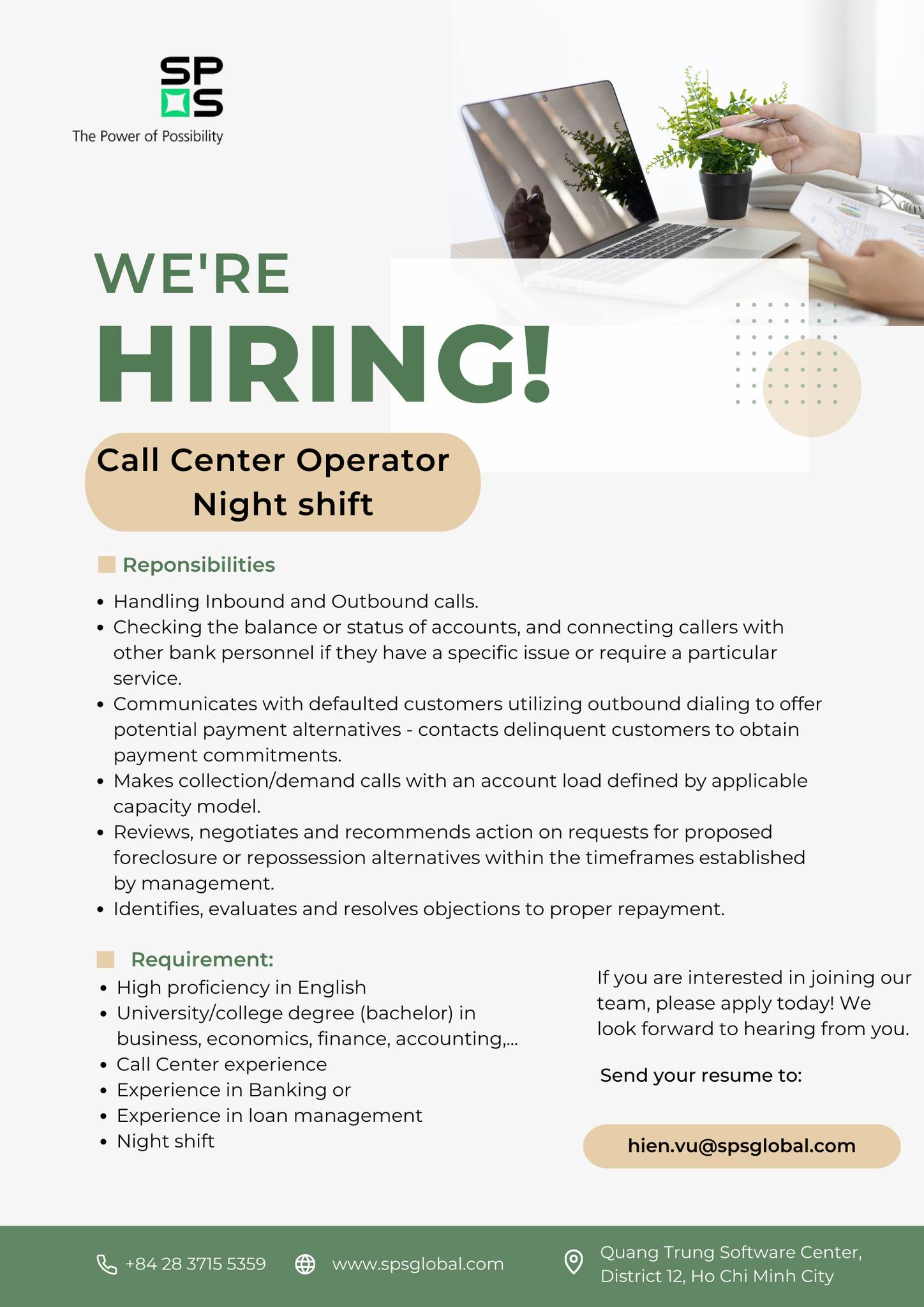 SPS tuyển vị trí Call Center Operator 