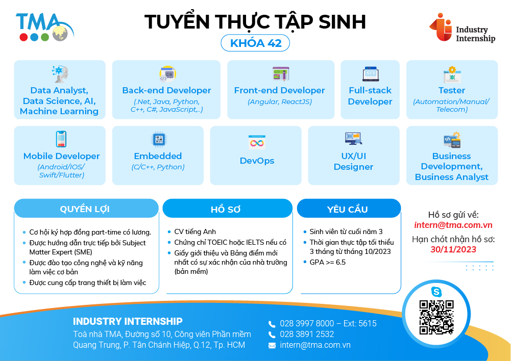 TMA Solutions tuyển thực tập sinh khóa 42