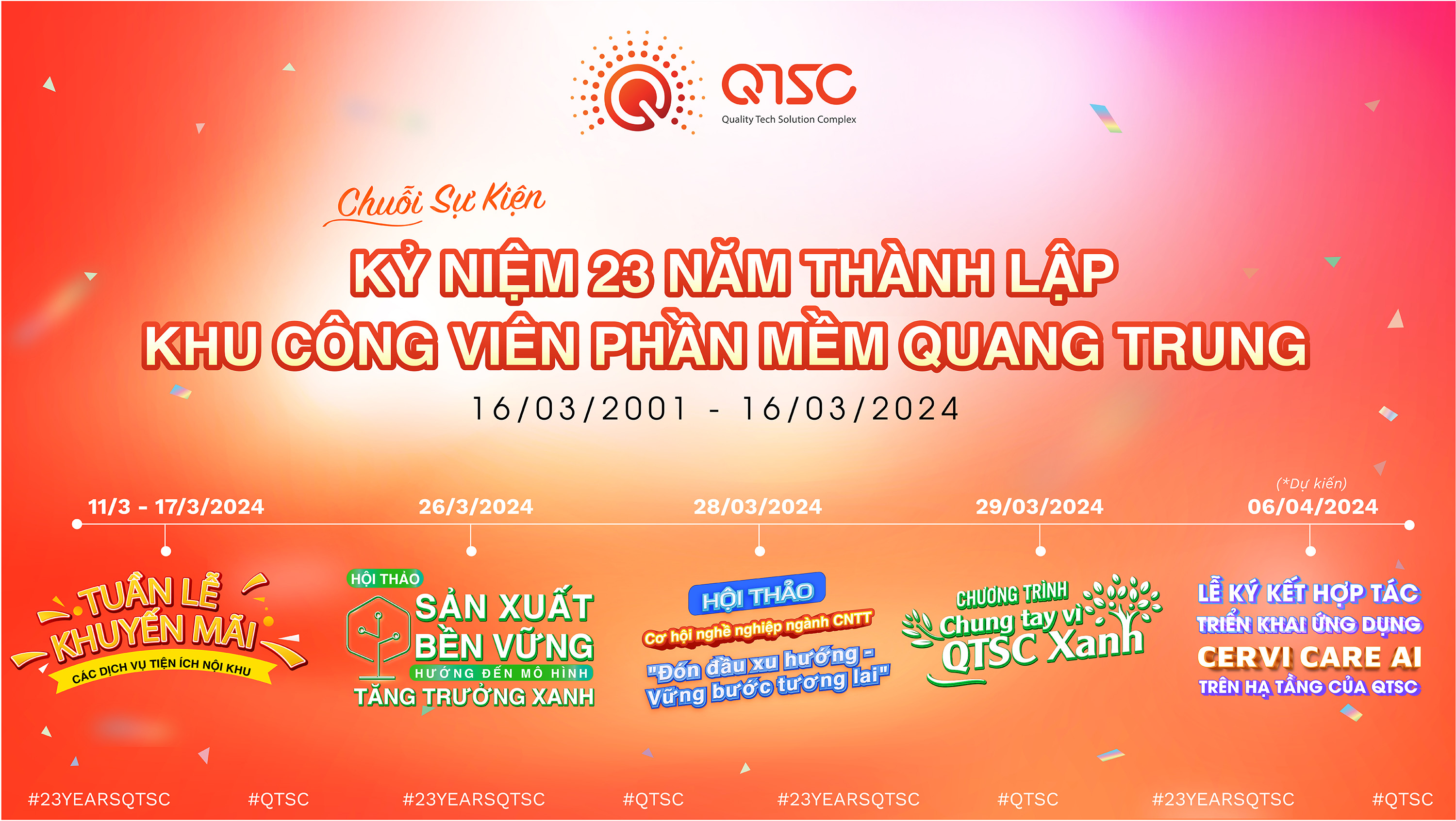 Chuỗi sự kiện chào mừng 23 năm thành lập Khu Công viên phần mềm Quang Trung (16/03/2001 – 16/03/2024)