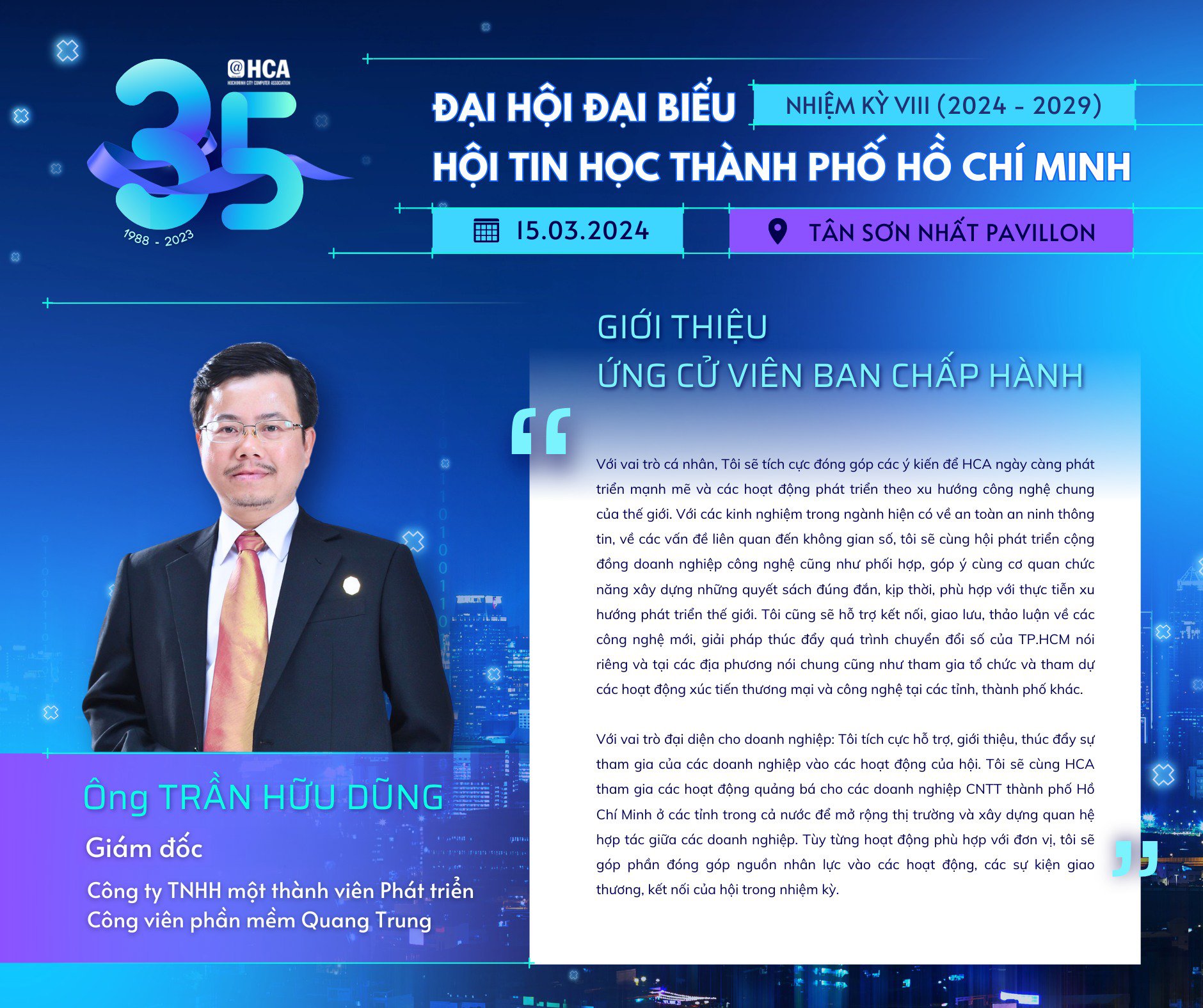 Giám đốc QTSC trúng cử vào Ban chấp hành Hội Tin học TP.HCM nhiệm kỳ VIII (2024 – 2029)
