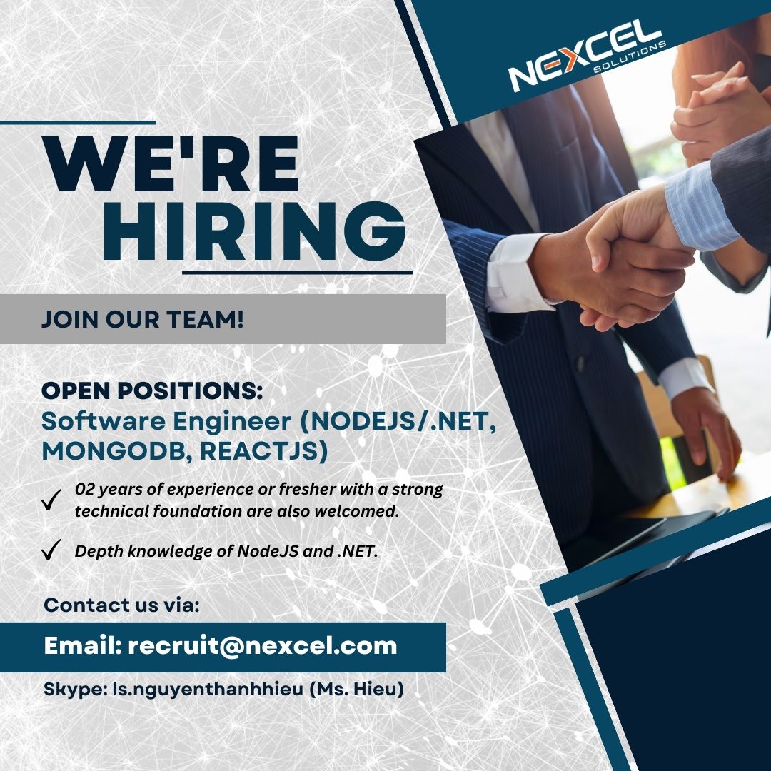 Nexcel Solutions is hiring Software Engineer (NODEJS/.NET, MongoDB, REACTJS)