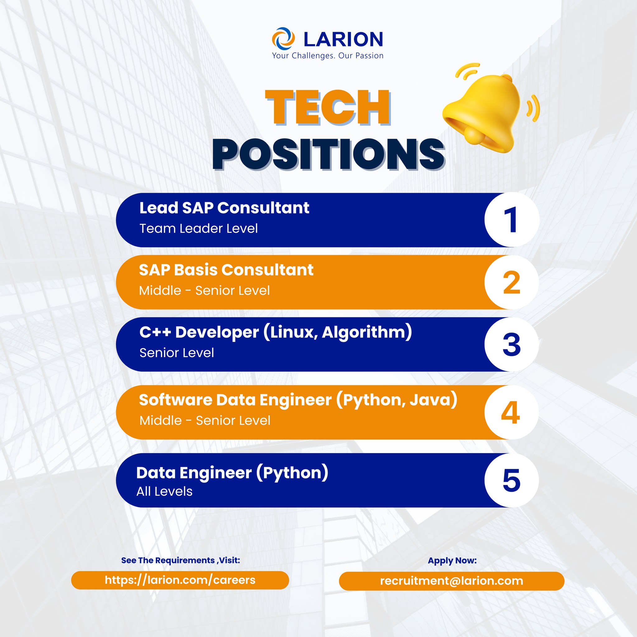 Job opportunities at LARION