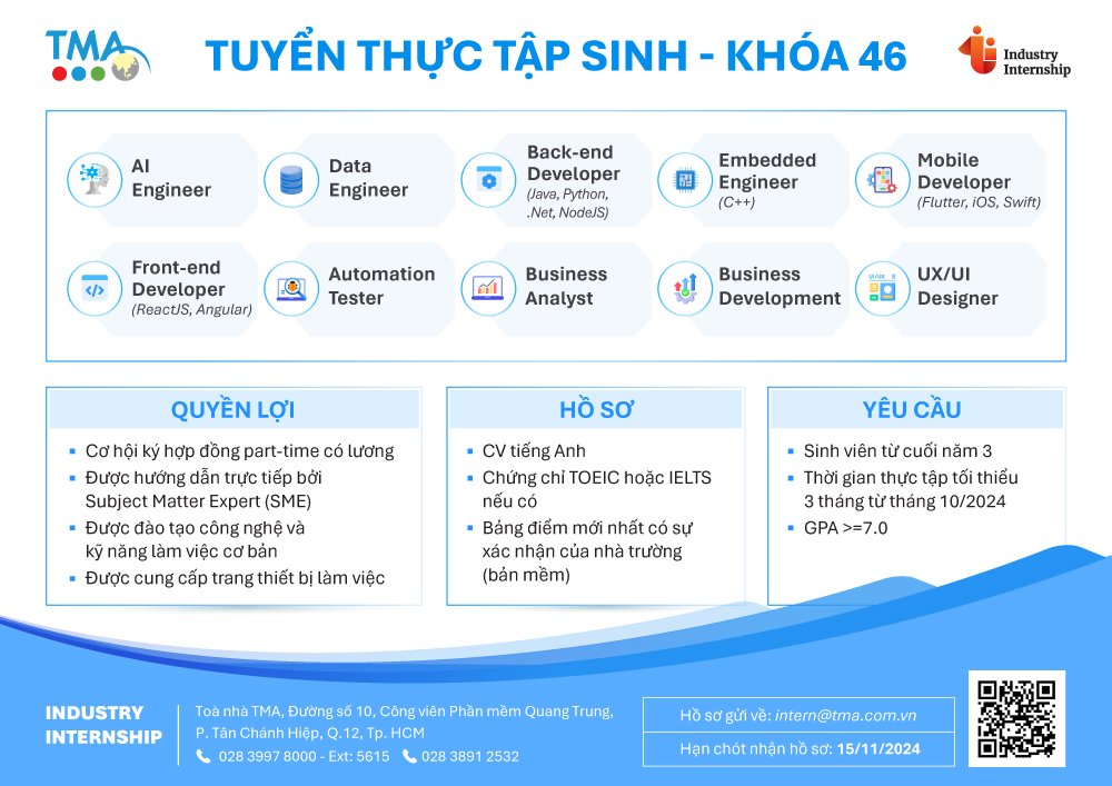 TMA tuyển Thực tập sinh khóa 46