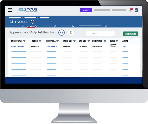 Giao diện phần mềm eProcurement của Zycus