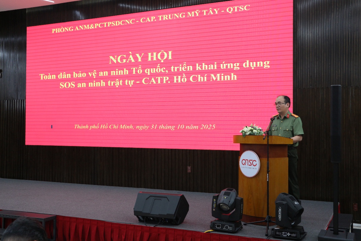 Đồng chí Thượng tá Hồ Thọ Hải – Phó trưởng phòng PA05 phát biểu khai mạc Ngày hội