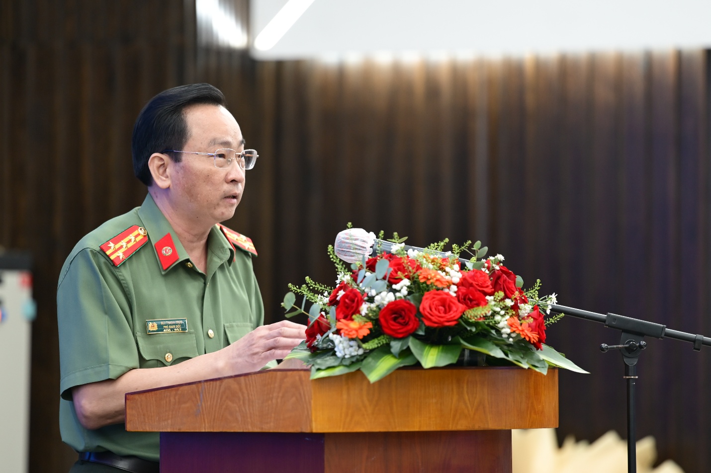 Đại tá Bùi Thanh Trực, Phó Giám đốc Công an TP.HCM phát biểu tại lễ khai mạc