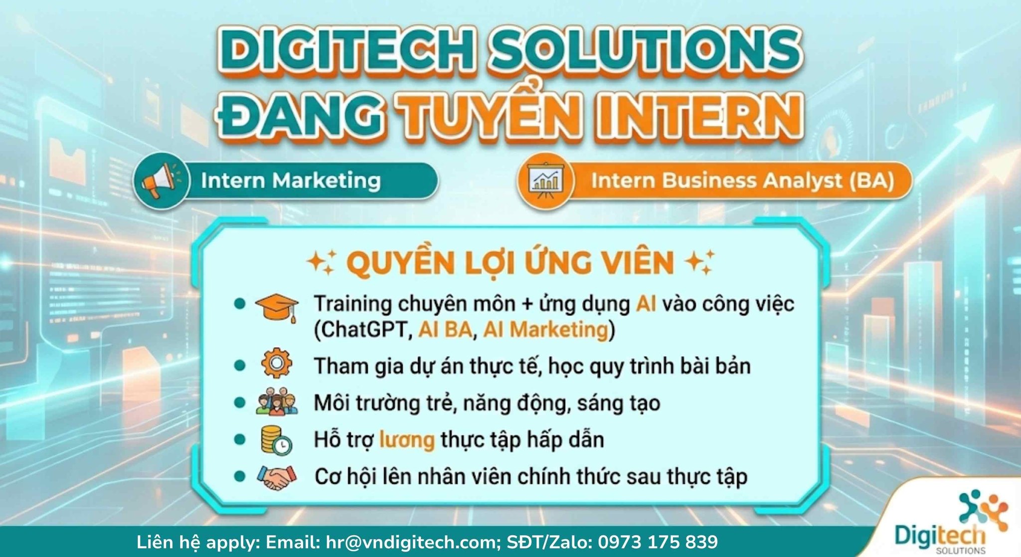 Digitech Solutions tuyển dụng vị trí thực tập