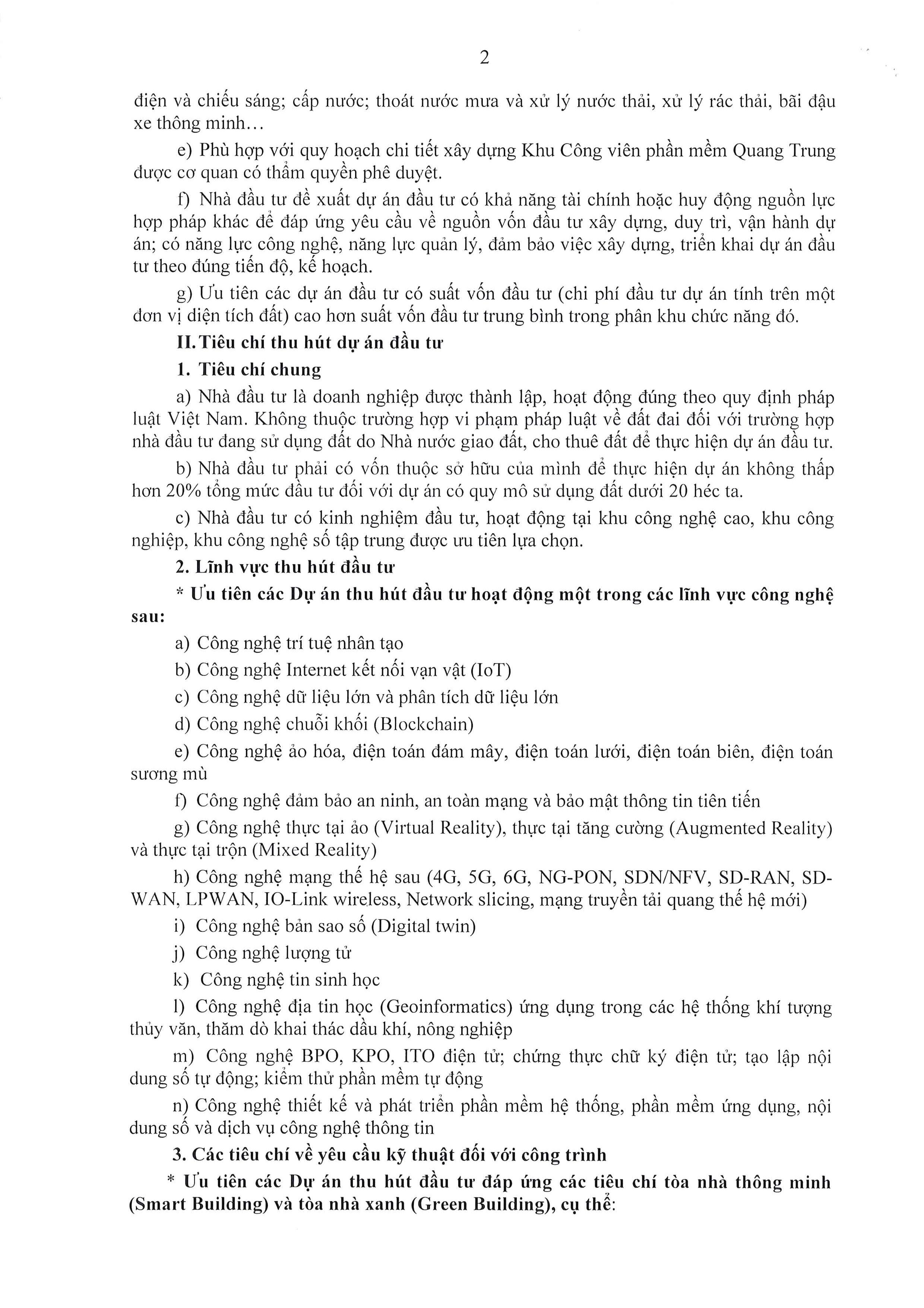 Thông báo mời gọi đầu tư dự án có sử dụng đất để phát triển khu sản xuất phần mềm tin học (cao ốc văn phòng và thương mại dịch vụ) tại lô 47 - Khu Công viên phần mềm Quang Trung