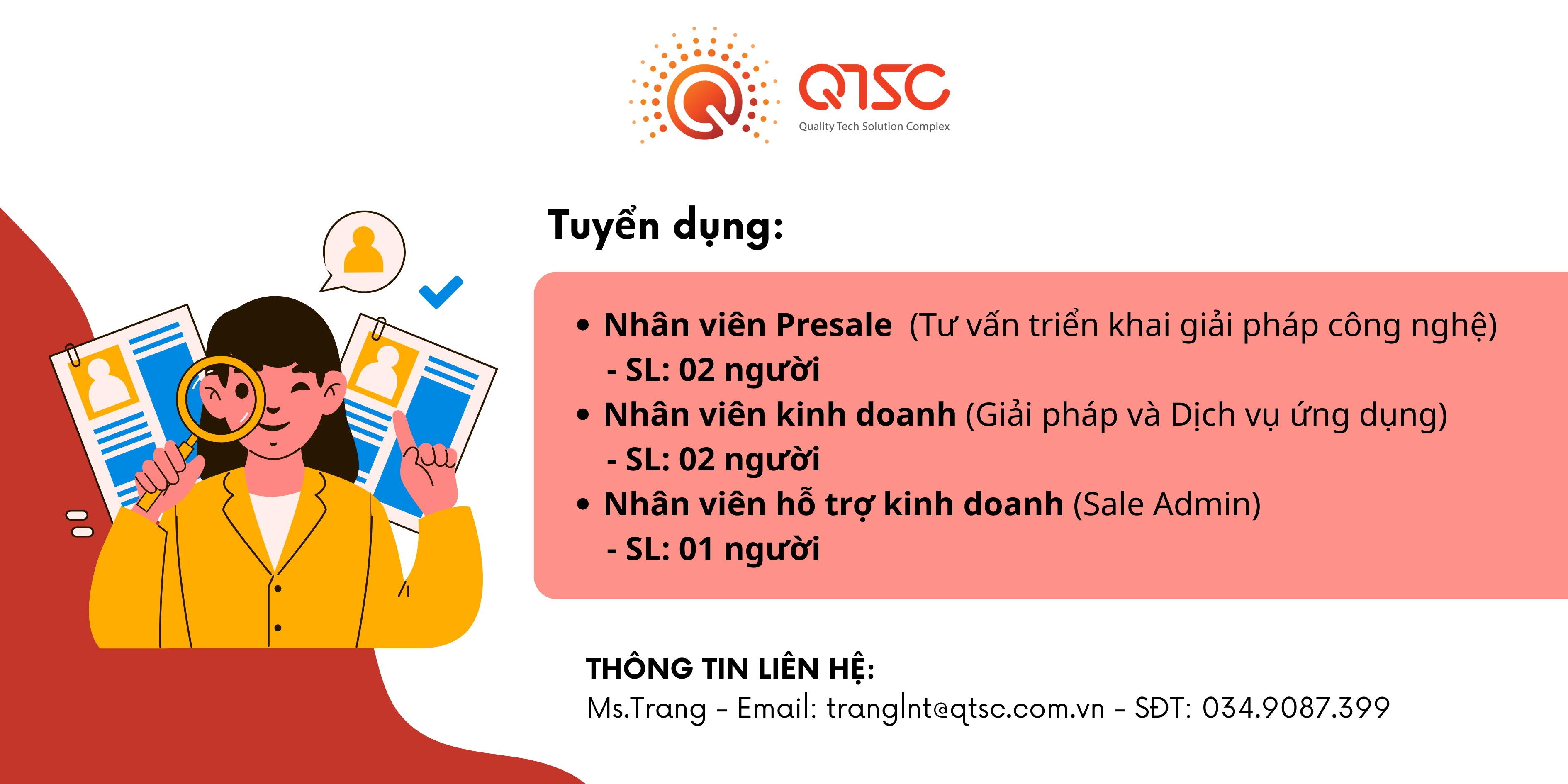 QTSC tuyển dụng nhiều vị trí
