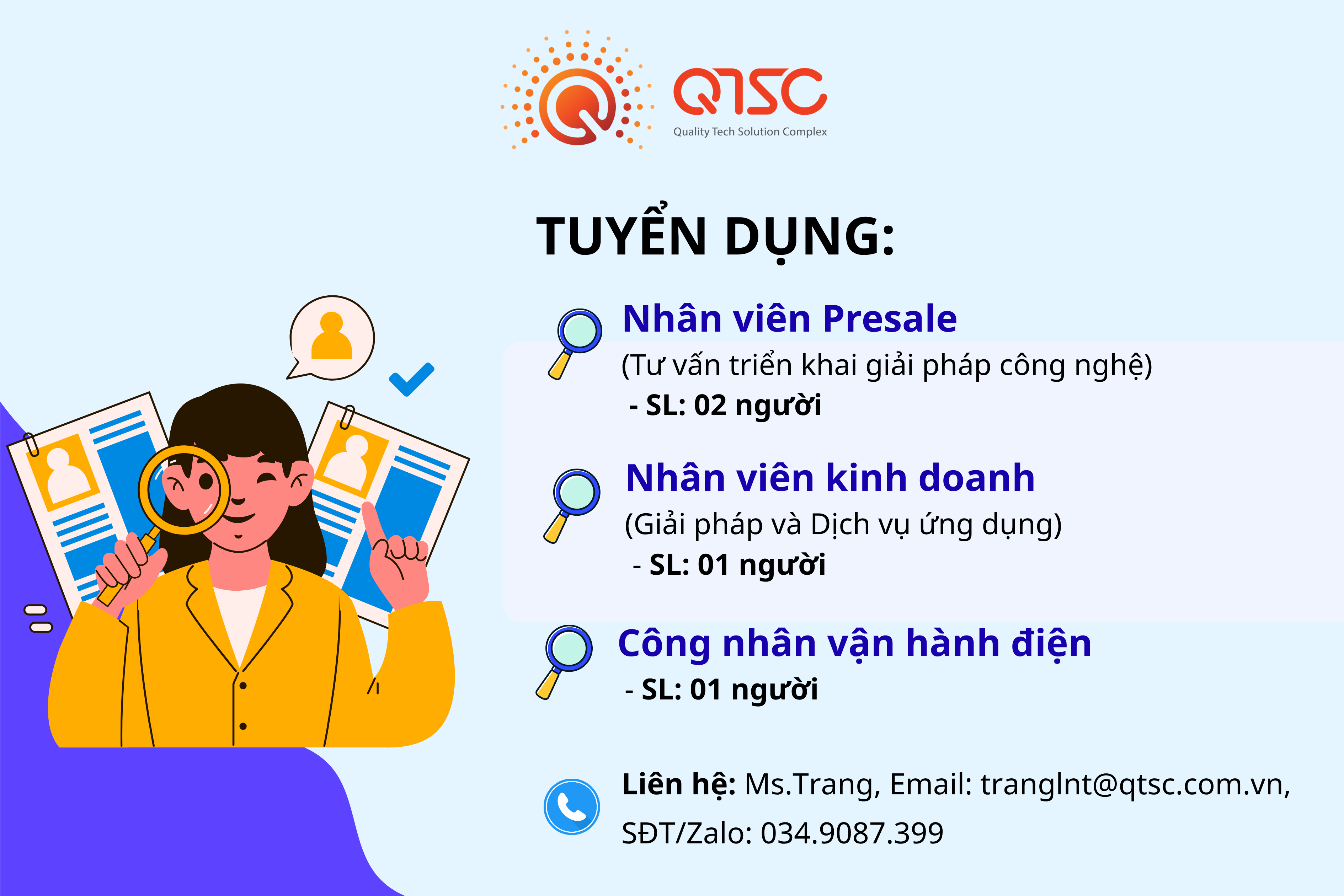 QTSC tuyển dụng nhiều vị trí