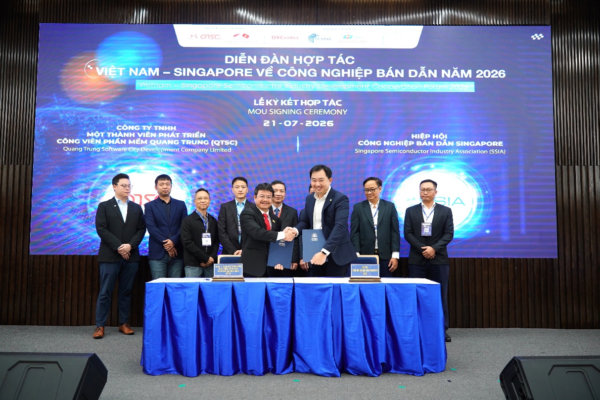 Ký kết Biên bản ghi nhớ hợp tác giữa QTSC và Hiệp hội Công nghiệp Bán dẫn Singapore (SSIA)